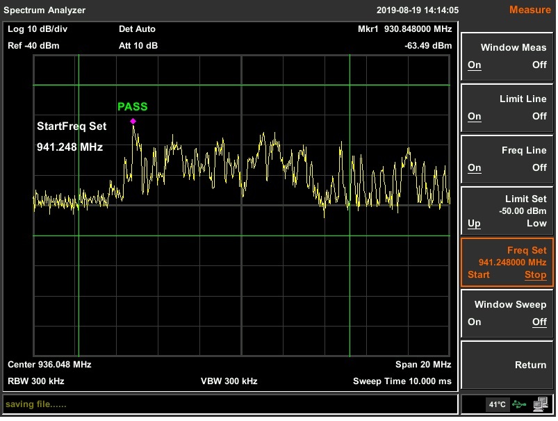 Задание ограничительной линии допуска (Limit Line) для функции измерения в окне (Windows).jpg