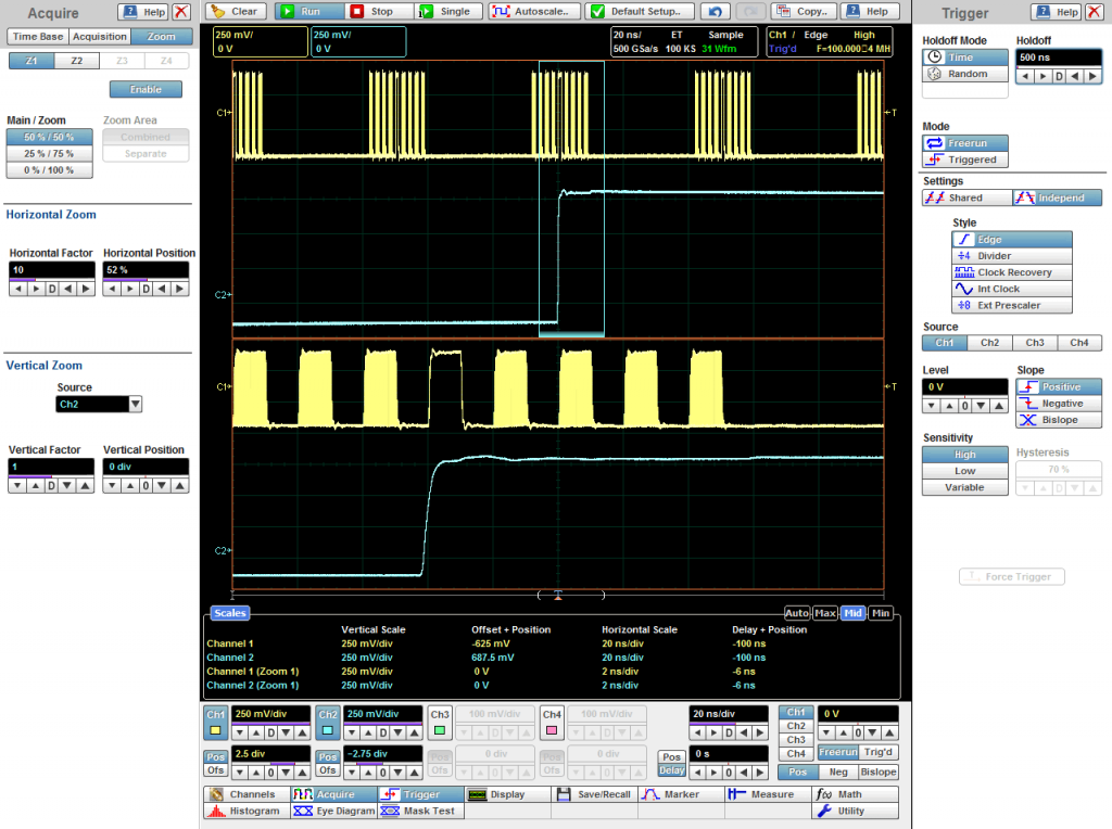 Рис. 14. Правильный выбор времени блокировки позволяет получить стабильное отображение 50 Мбит/c последовательности. Рис. 14. Правильный выбор времени блокировки позволяет получить стабильное отображение 50 Мбит c последовательности.png