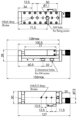 Транслятор узкий линейный Standa 7T30-50