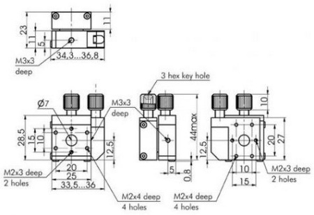 Микротранслятор линейный с боковой регулировкой Standa 7T228T Микротранслятор линейный с боковой регулировкой Standa 7T228T