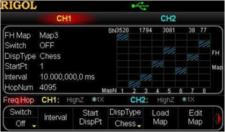 Опция псевдослучайной перестройки частоты RIGOL FH-DG5000 