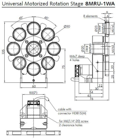 Платформа поворотная универсальная моторизированная Standa 8MRU-1WA Платформа поворотная универсальная моторизированная Standa 8MRU-1WA