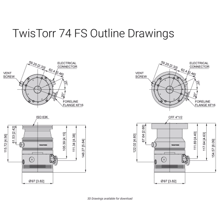 Турбомолекулярный вакуумный насос Agilent TwisTorr 74 FS