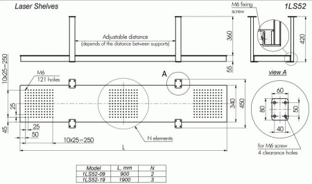 Полка для лазеров Standa 1LS52-19