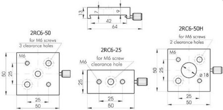 Платформа для стального оптического рельса Standa 2RC6-50H
