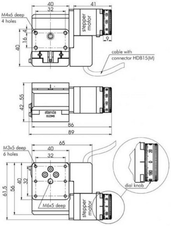 Транслятор моторизованный вертикальный линейный Standa 8MVT40-13-1
