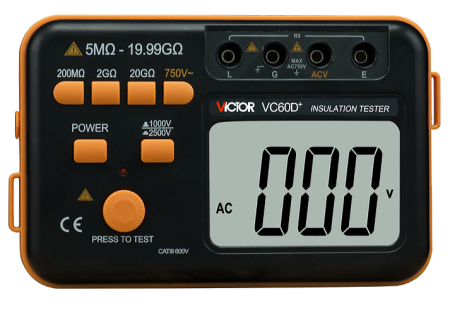 Измеритель сопротивления изоляции (мегаомметр) Victor VC60D+