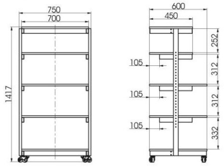 Стеллаж на колесах Standa 1LDR