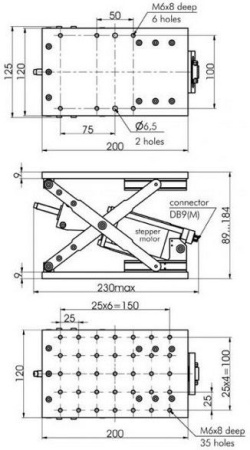 Транслятор моторизованный вертикальный линейный Standa 8MVT188-20