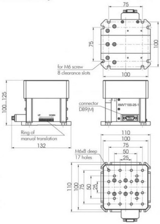 Транслятор моторизованный вертикальный линейный Standa 8MVT100-25-1