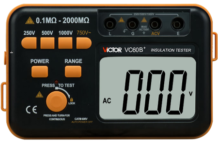 Измеритель сопротивления изоляции (мегаомметр) Victor VC60B+ Измеритель сопротивления изоляции (мегаомметр) Victor VC60B+