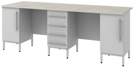 Стол пристенный на опорных металлических тумбах СОВЛАБ 2400 СПТ