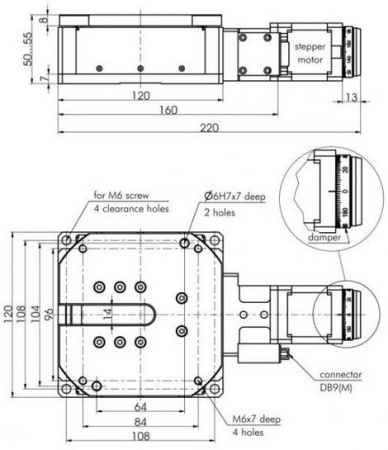 Транслятор моторизованный вертикальный линейный Standa 8MVT120-5